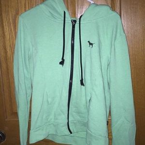Green, brand pink zip up.